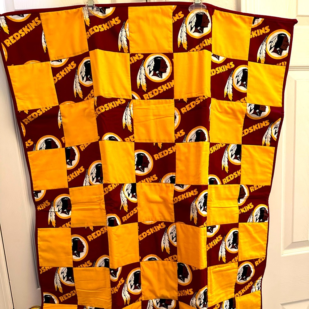 New Handmade Formerly Redskins Lap/Baby Quilt 30” X 39” Collectible